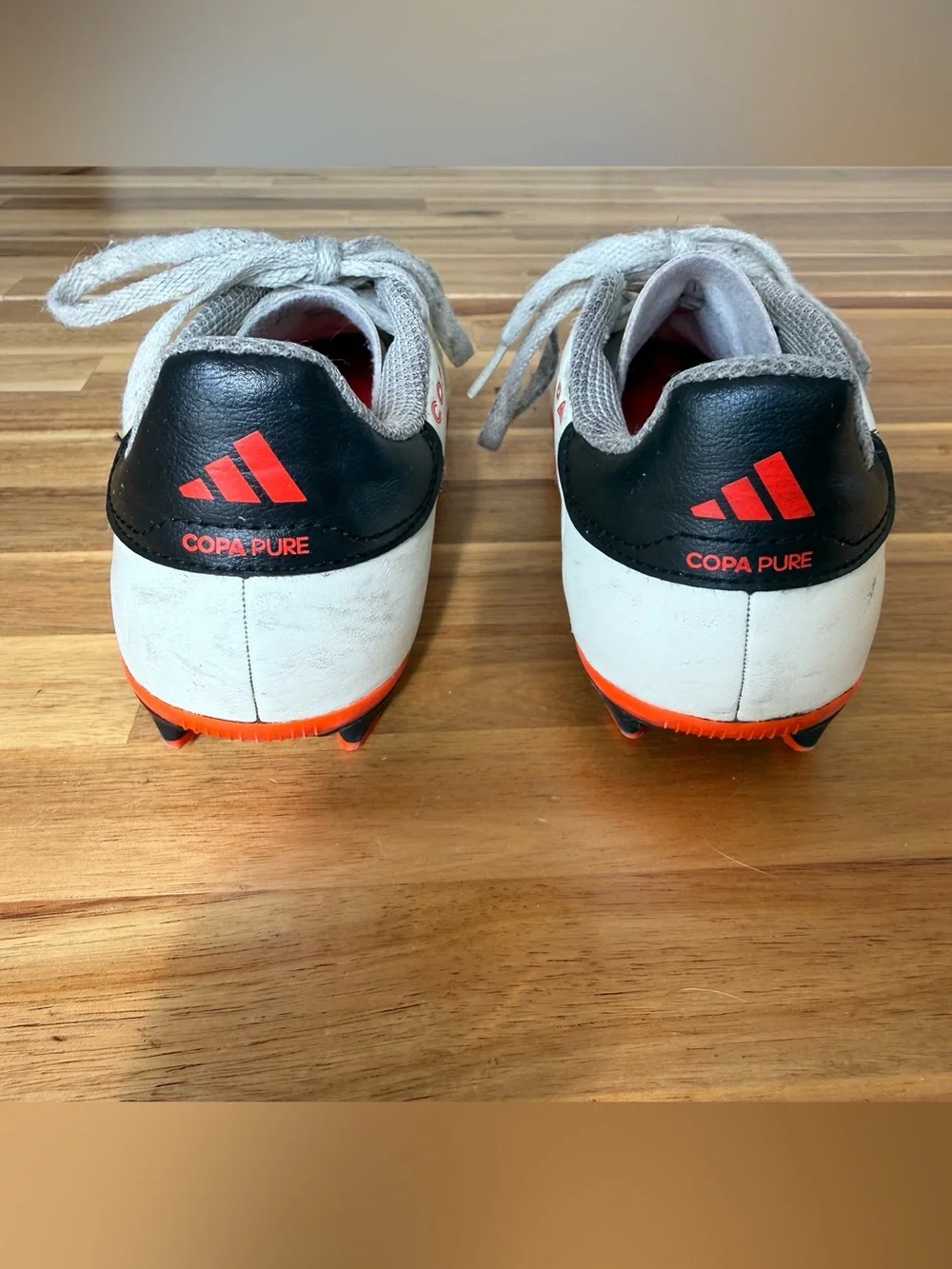 adidas Kids Copa Pure Soccer Cleats - White/Black/Orange size 3